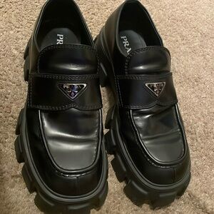 Brushed Prada leather Monolith loafers